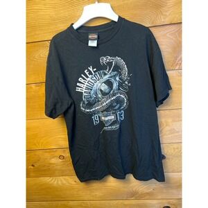 Harley-Davidson Mile High Aurora CO Black Graphic‎ SS T-Shirt Mens L Motorcycle